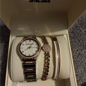 Anne Klein watch and bracelets set